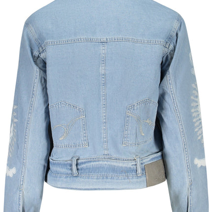 DESIGUAL Damen-Jeansjacke Blau – Mit Stickerei & Bordüre | Frühlingsjacke