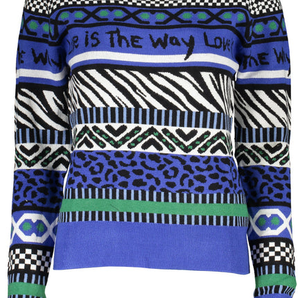 DESIGUAL Damenpullover blau – Langärmliger Rundhals-Pullover für Herbst/Winter
