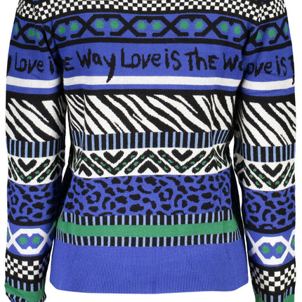 DESIGUAL Damenpullover blau – Langärmliger Rundhals-Pullover für Herbst/Winter