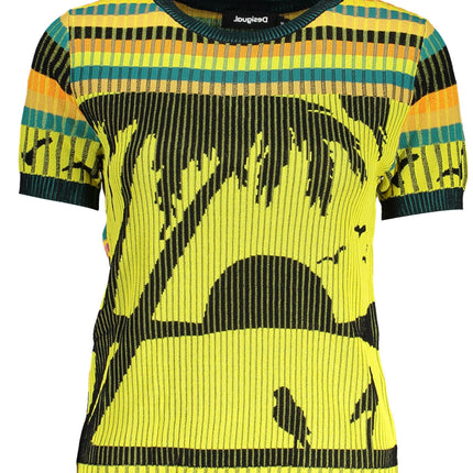 DESIGUAL Damen Pullover gelb – Kurzarm T-Shirt mit Kontrastdetails | soulluna.de