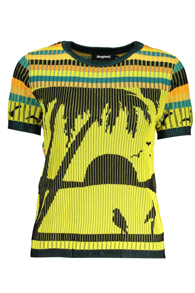 DESIGUAL Damen Pullover gelb – Kurzarm T-Shirt mit Kontrastdetails | soulluna.de