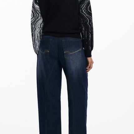 DESIGUAL Damen Pullover schwarz – Langärmlig mit kontrastierenden Details | soulluna.de