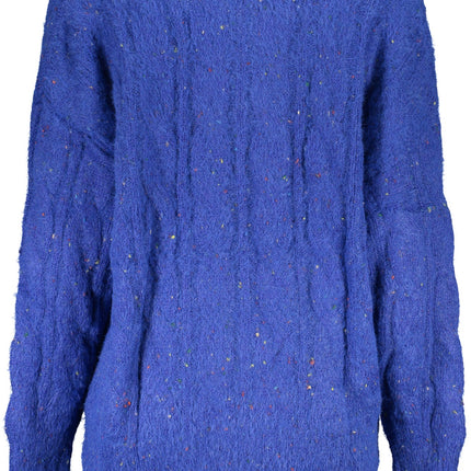 DESIGUAL Damenpullover blau – V-Ausschnitt mit Kontrastdetails für Herbst/Winter