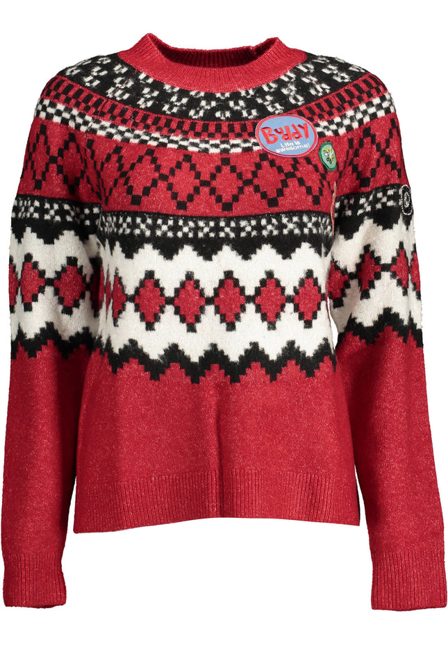 DESIGUAL Pullover Damen Rot – Langarm mit Applikationen für Herbst/Winter | soulluna.de