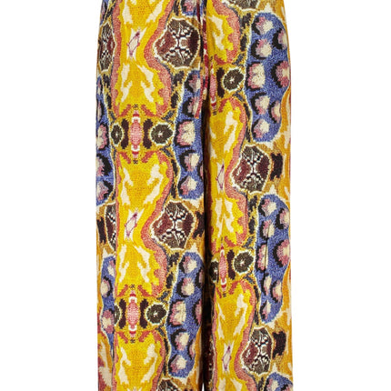 DESIGUAL Damen Hose Gelb – Bequeme Palazzo Hose aus Viskose für Frühling/Sommer