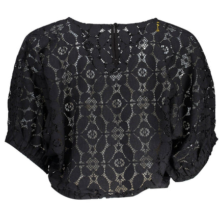 DESIGUAL Kurzarm-T-Shirt Damen – Schwarz mit Fledermausärmeln | soulluna.de
