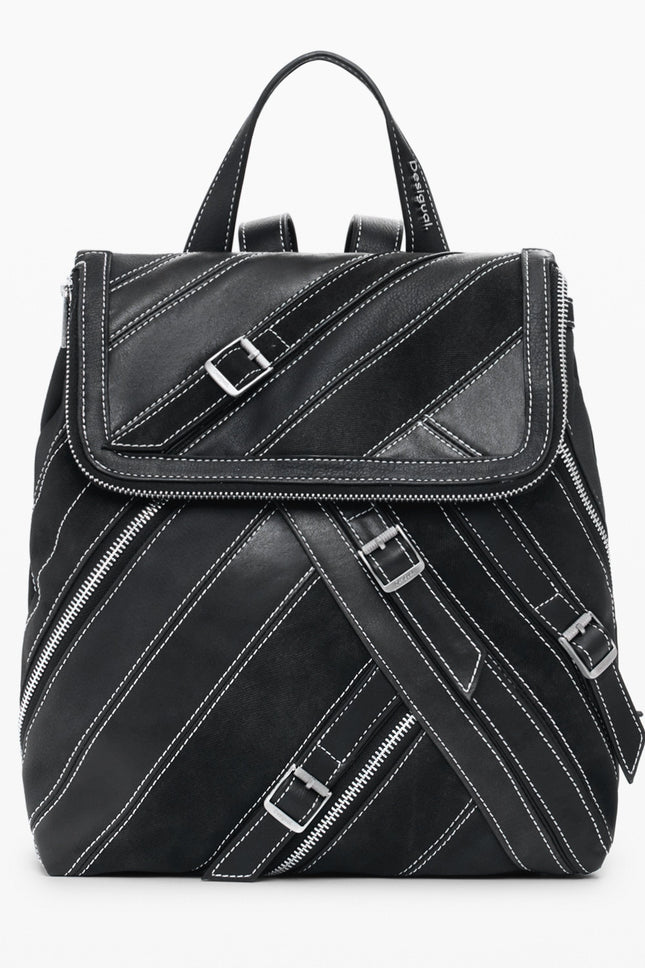 DESIGUAL Damen Rucksack Schwarz – Vielseitiger Alltagsbegleiter mit stylischen Details