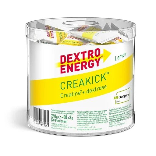 Dextro Energy Creakick Lemon 80x3g Dose MHD 09/2024 + Dedicated Waterjug 2,2 Liter GRATIS (Kreatin - Dextrose) kaufen bei Linkreich – Jetzt entdecken!