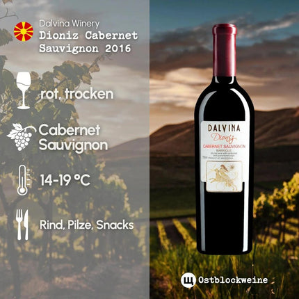 SEO. Dioniz Cabernet Sauvignon Barrique 2016 - Rotwein trocken aus Nordmazedonien - Linkreich