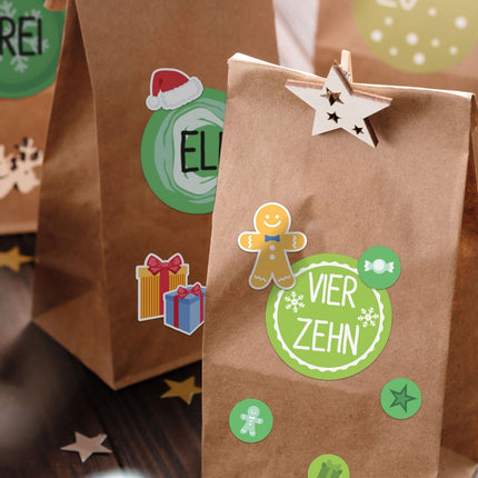 SEO. DIY Adventskalender zum Befüllen 25 Kraftpapiertüten + Zahlen & Sticker - Linkreich