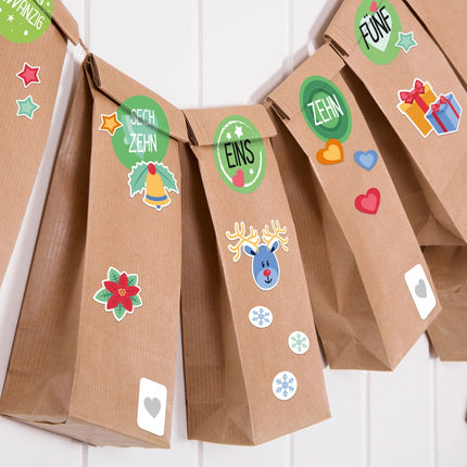 SEO. DIY Adventskalender zum Befüllen 25 Kraftpapiertüten + Zahlen & Sticker - Linkreich
