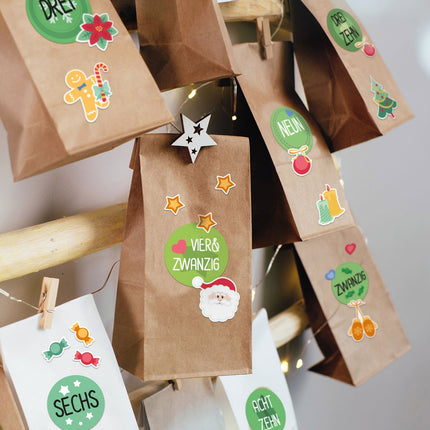 SEO. DIY Adventskalender zum Befüllen 25 Kraftpapiertüten + Zahlen & Sticker - Linkreich