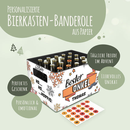 SEO. DIY Bierkasten Banderole mit 24 Deckelaufklebern - Bester Onkel - Linkreich