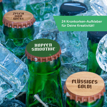 SEO. DIY Bierkasten Banderole mit 24 Deckelaufklebern - Biergarten Motiv - Linkreich