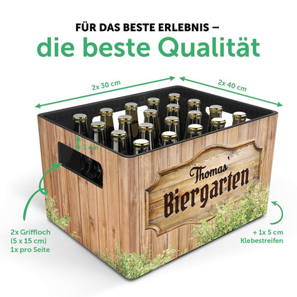 SEO. DIY Bierkasten Banderole mit 24 Deckelaufklebern - Biergarten Motiv - Linkreich