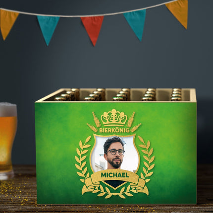SEO. DIY Bierkasten Banderole mit 24 Deckelaufklebern - Bierkönig - Blau Linkreich