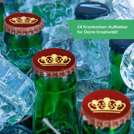 SEO. DIY Bierkasten Banderole mit 24 Deckelaufklebern - Bierkönig - Blau Linkreich