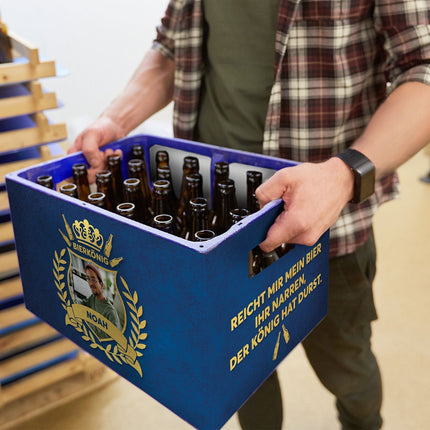 SEO. DIY Bierkasten Banderole mit 24 Deckelaufklebern - Bierkönig - Blau Linkreich
