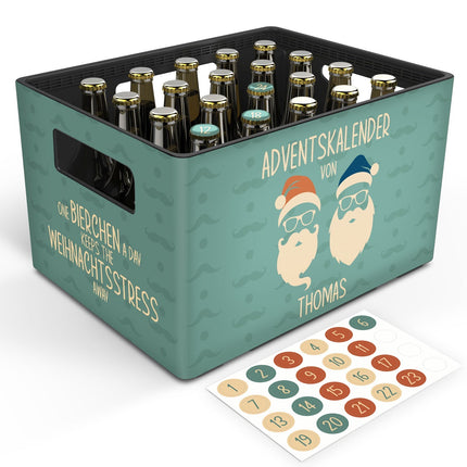 SEO. DIY Bierkasten Banderole mit 24 Deckelaufklebern - Cool Santa - V1 Linkreich