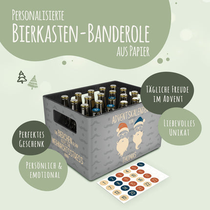 SEO. DIY Bierkasten Banderole mit 24 Deckelaufklebern - Cool Santa - V1 Linkreich