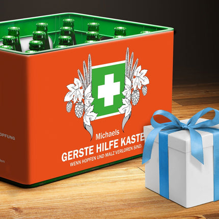 SEO. DIY Bierkasten Banderole mit 24 Deckelaufklebern - Gerste Hilfe - Linkreich