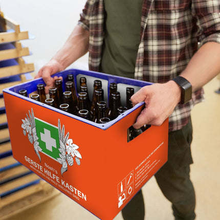 SEO. DIY Bierkasten Banderole mit 24 Deckelaufklebern - Gerste Hilfe - Linkreich