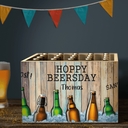 SEO. DIY Bierkasten Banderole mit 24 Deckelaufklebern - Hoppy Beersday - Linkreich