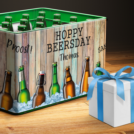 SEO. DIY Bierkasten Banderole mit 24 Deckelaufklebern - Hoppy Beersday - Linkreich