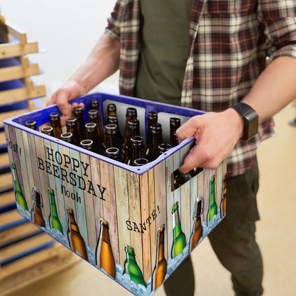 SEO. DIY Bierkasten Banderole mit 24 Deckelaufklebern - Hoppy Beersday - Linkreich