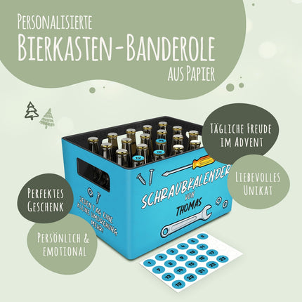 SEO. DIY Bierkasten Banderole mit 24 Deckelaufklebern - Schraubkalender - Linkreich
