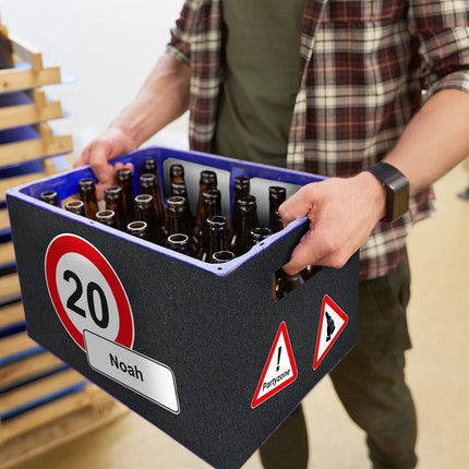 SEO. DIY Bierkasten Banderole mit 24 Deckelaufklebern - Verkehrszeichen - Linkreich