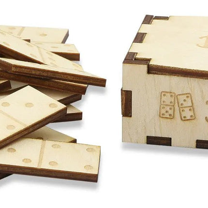 SEO. Dominosteine aus Holz mit Holzbox 28 tlg - Linkreich