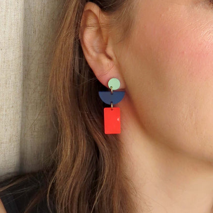 Lille Ohrringe mit Edelstahl Steckern in orange pink feuerot