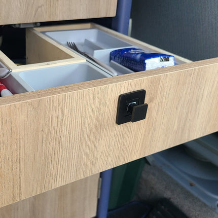 Push Lock Dune | Camper Möbelschloss quadratisch für 15mm Wandstärke