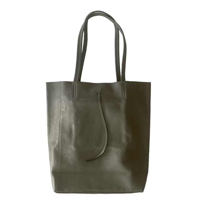 Leder Shopper mit Innentasche Dunkelgrau