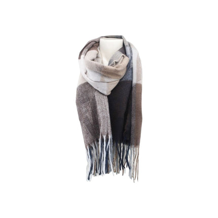 Winter Damen Schal » Cashmera Soft » Winterschal Karo Muster » Damenschal » Fransenschal 180 x 65 cm