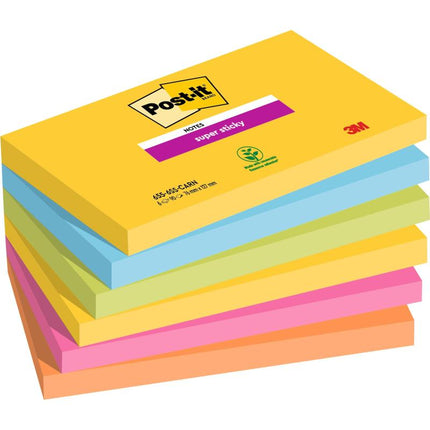 Post-it® Super Sticky Notes, 76 mm x 127 mm, 90 Blatt/Block, 100% PEFC