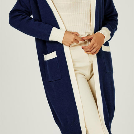 Cream Stripe Cardigan In Navy