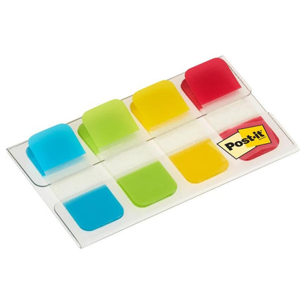 Post-it® Index Strong Ablagetabs, Mini, Gelb, Rot, Blau und Grün, 15.8 mm x 38.1 mm, 40 Haftstreifen/Spender, 1 Spender/Packung | 1 Stück