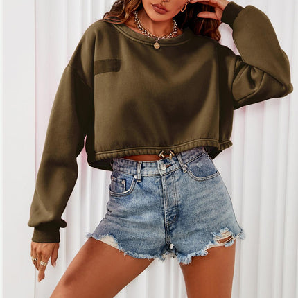 Perfectly Oversized Cropped Sweatshirt In Khaki