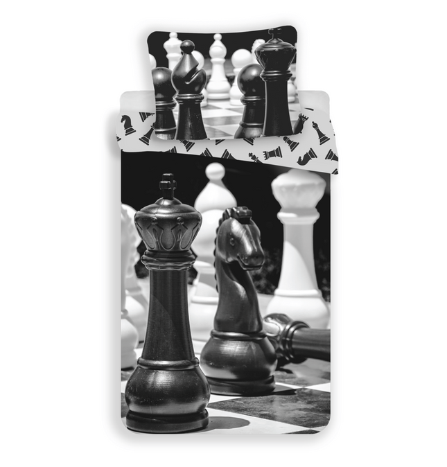 Schach Figuren Bettwäsche - 140x200 cm weiche Baumwolle Kissen und Decke