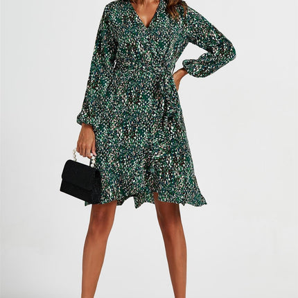 Wrap Top Midi Dress In Green