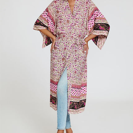Relaxed Cotton Kimono In Pink