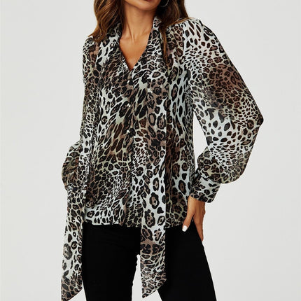 Tie Detail long sleeve Blouse Top In Beige