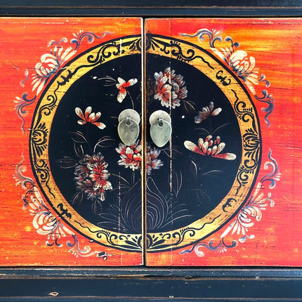 Vintage Asia Asiatisches Lowboard Kommode Bank "Coalflowers" - Art. 35208-6