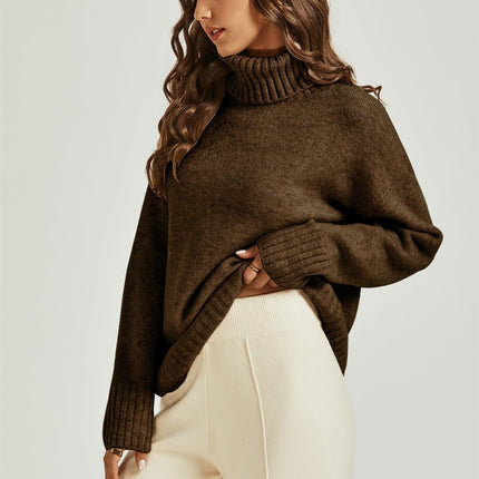 Jumper Top With High Neck In Brown