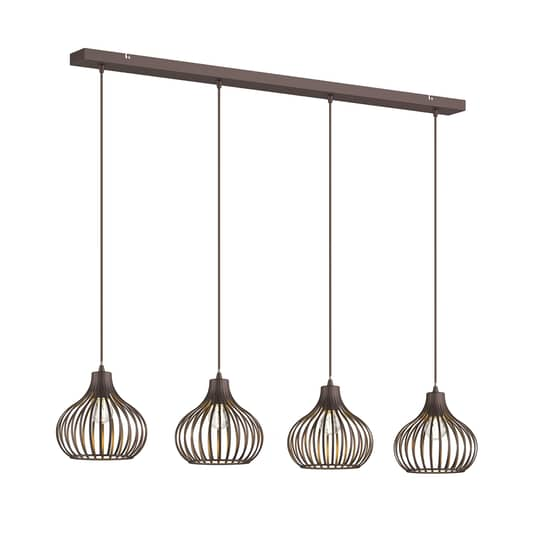 B-Ware Lindby Frances Hängelampe Hängeleuchte Pendellampe Lampe Leuchte Braun, 4 Fl.345