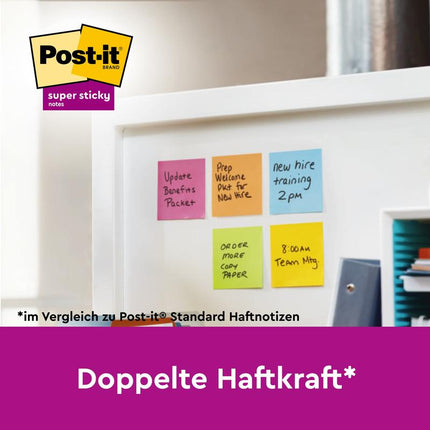 Post-it® Super Sticky Notes, 76 mm x 127 mm, 90 Blatt/Block, 100% PEFC