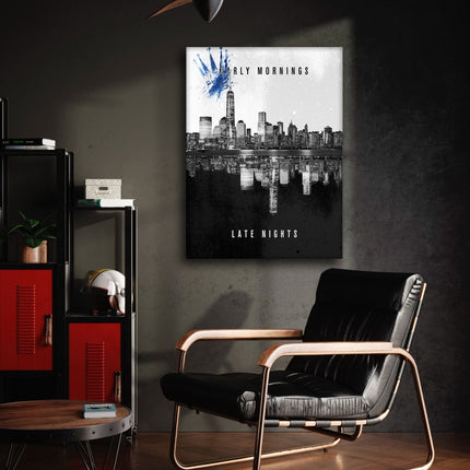 Early Mornings Late Nights - Leinwandbild Motivation (Canvas) kaufen bei Linkreich – Jetzt entdecken!