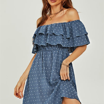 Bardot Frill Mini Dress In Blue